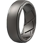 Saco Band Silicone Ring Wedding Band for Men - 8.8mm Width 2.3mm Thick (Gun Metal B - Size 9.5-10 (19.80mm))