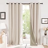 Deconovo Total Blackout Curtains Faux Linen Eyelet Pale Khaki 2x W66xL90