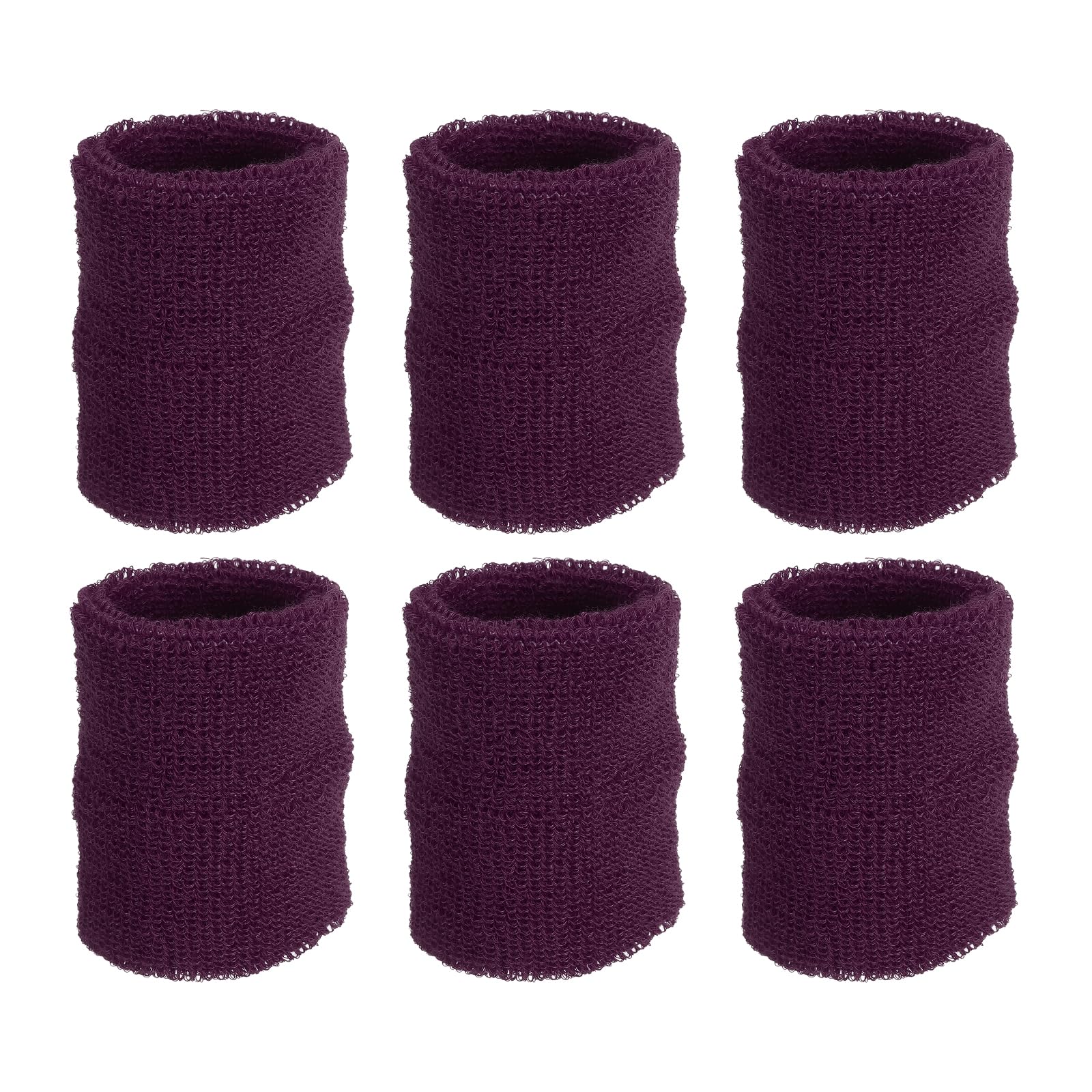 PATIKIL Sports Wristbands 8x10cm, 6 Pack Athletic Cotton Terry Cloth Absorbent Wrist Sweatband for Tennis Basketball Working Out Running, Dark Purple