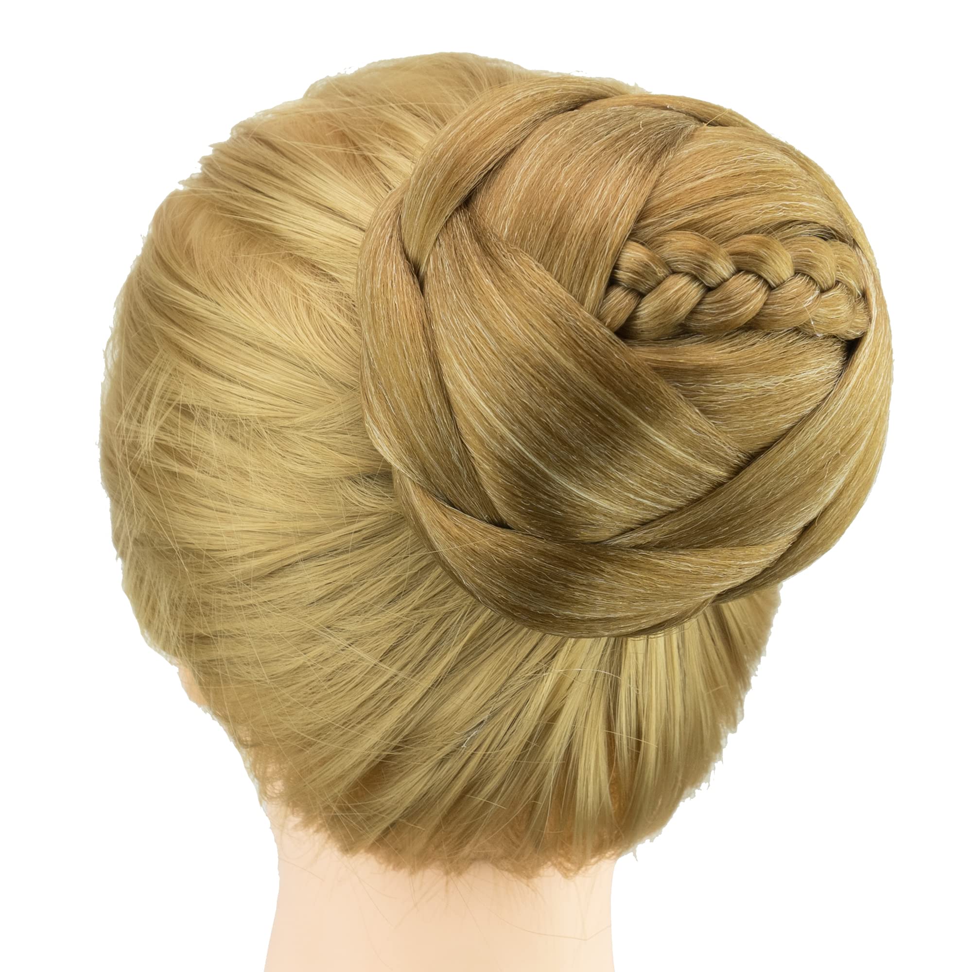 IMISSU Dancer Braided Chignon Hair Cover Donut Hairpieces Scrunchie Hair Bun Wig Updo on Wedding Party (M3 Mix Copper)