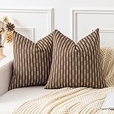 Kevin Textile Pillow Covers, Square Throw Pillow Covers Set of 2, Boho Woven Texture Linen Decorative Burlap Pillow Cases for Couch Bedroom Living Room, 18x18 inch, Brown