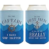 Funny Boating Gifts Captain First Mate Ship Happen Bundle 2 Pack Can Coolie Drink Coolers Coolies Waves