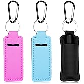 Nogeqi 3PCS Lipstick Holder Keychain, Lip Balm Holder Keychain with Clip, Sleeve Pouch Lip Stick Balm Safeguard Small Christmas Stocking Stuffers for Teen Girls Women Gifts (Black, Purple, Blue)