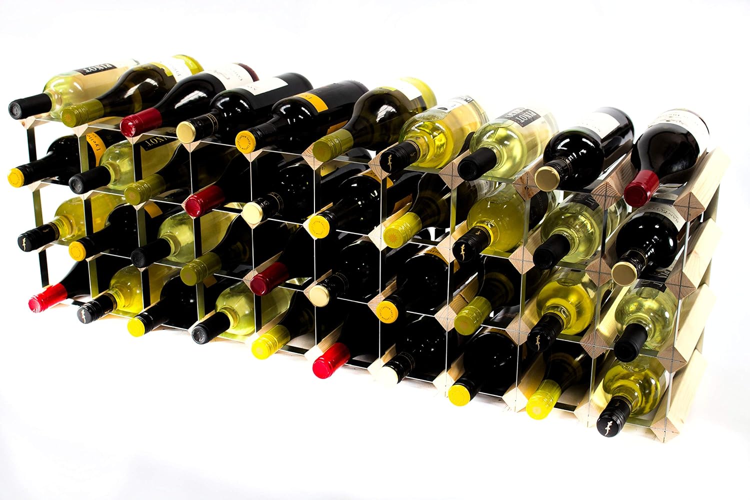 Classic 30/40 bottle cupboard top pine wood and galvanised metal wine rack ready assembled, 32.9 x 100.6 x 23 cm