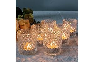 Woho 12Pcs Clear Votive Candle Holders, Tealight Candle Holder for Home Decor, Glass Tea Lights Candle Holder for Birthday Holiday Table