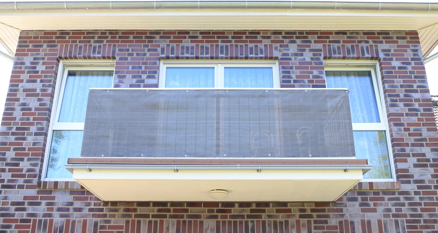 Anthracite Smart Decorative Balcony Privacy Screen, Wind Protection