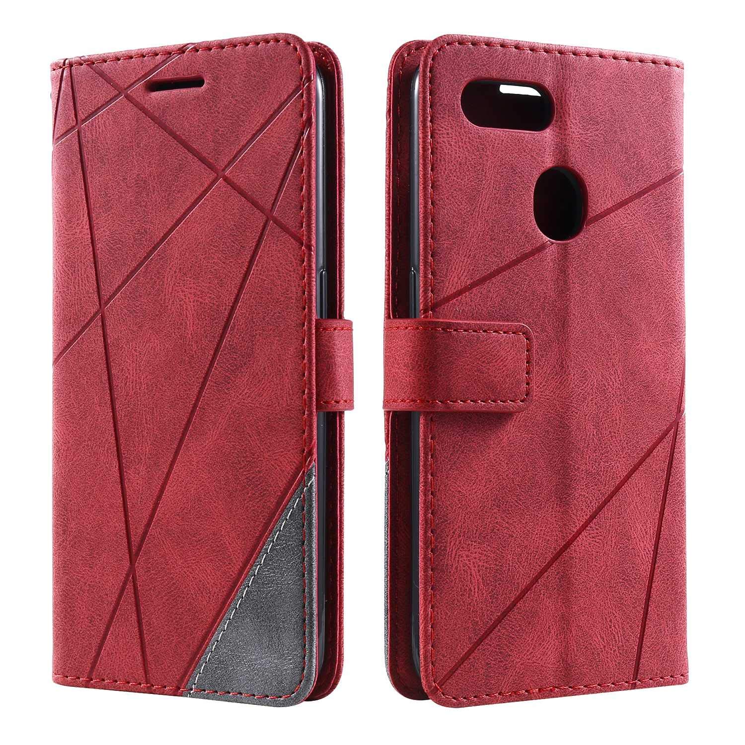 SONWO Case for Oppo AX7 / Oppo AX5s Case, Premium Leather Flip Wallet Case Magnetic Closure Card Slots Kickstand Phone Case for Oppo AX7 / Oppo AX5s, Red