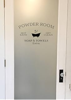 Amazon Com Yoyoga Powder Room Hot Bath Get Clean Soap And Towels Extra Wall Decal Bathroom Decor Sign Washroom Door Wall Decal Vinyl Sign Black 7x12 Inch Home Kitchen