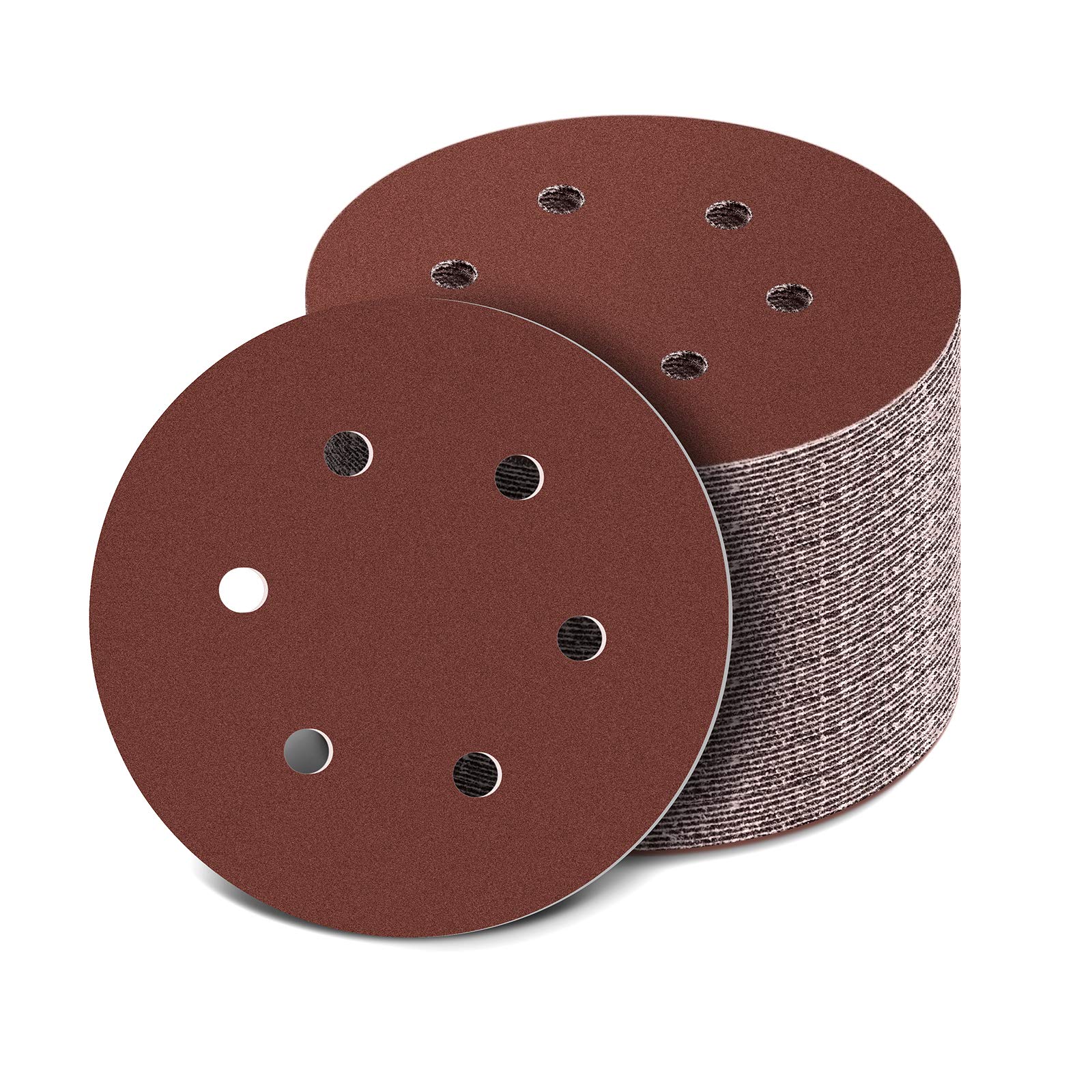60Pcs 150mm Hook and Loop Sanding Discs 40/80/120/240 Grit Sandpaper, Orbital Sander Disc 6 Inch 6 Hole Sanding Pads for Sanding Wood, Varnish, Metal