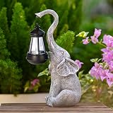 Goodeco Elephant Ornaments with Solar Lanterns 27.5cm Outdoor Garden Statue view 7