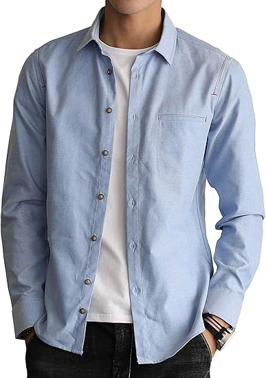 シャツ メンズ レッドステッチ オックスフォードシャツ カジュアル 細身 メンズ