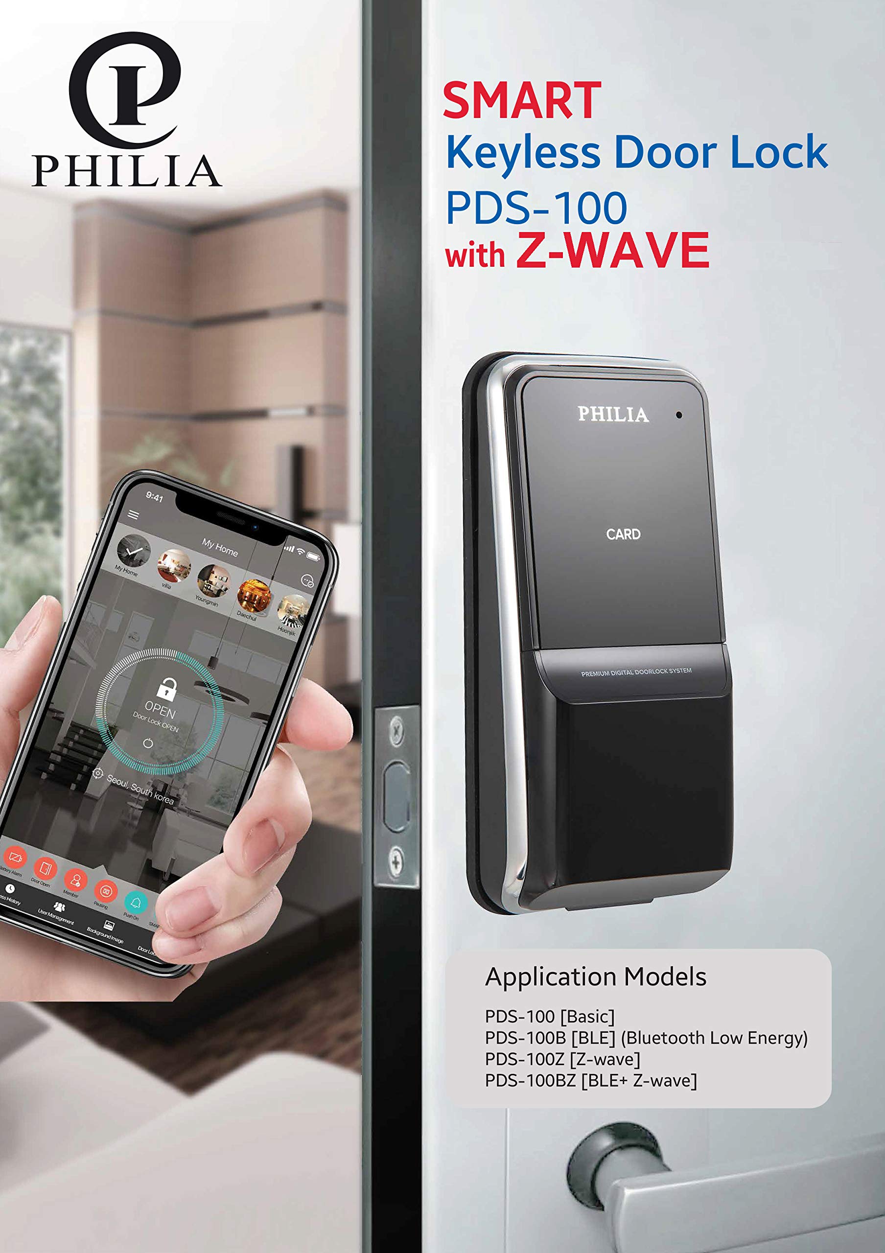 Philia PDS100Z Smart Keyless Door Lock with ZWave with