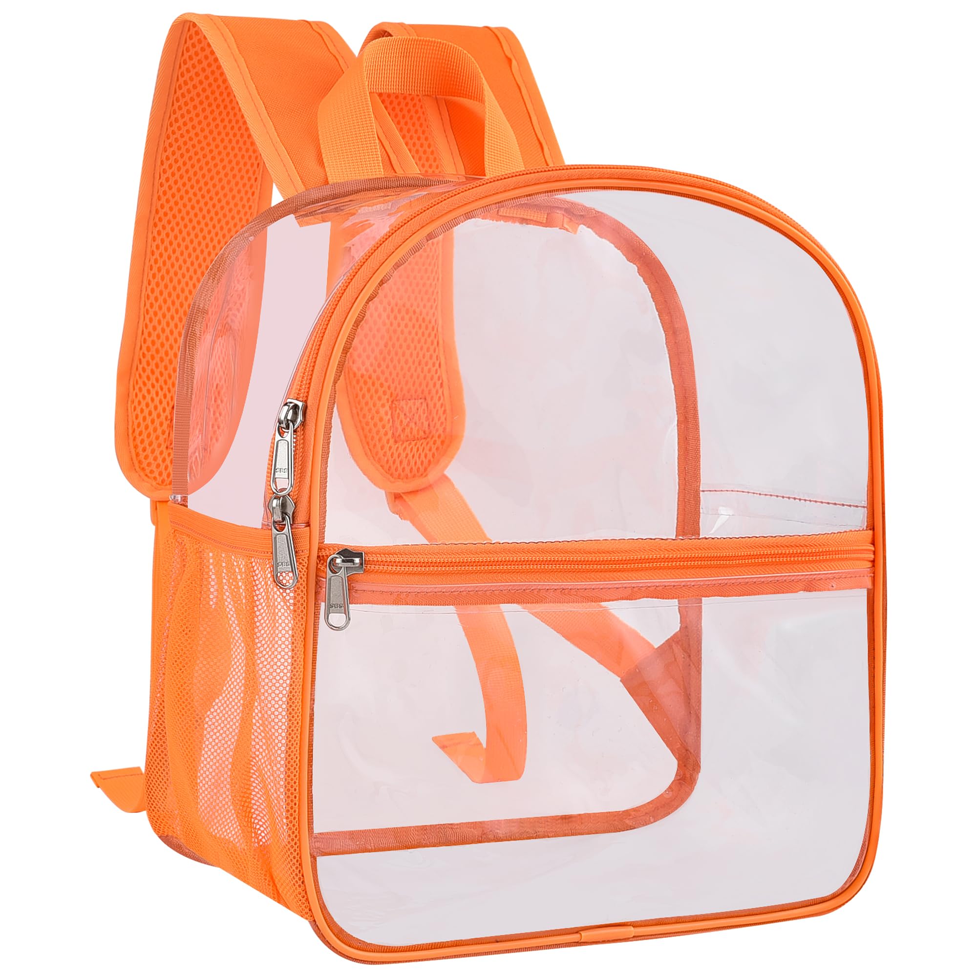 Photo 1 of Paxiland Clear Backpack Stadium Approved 12×12×6 with Reinforced and Wider Shoulder Straps, Small Clear Bag for Schools, Concerts, Work, Festivals and Sporting Events - Orange