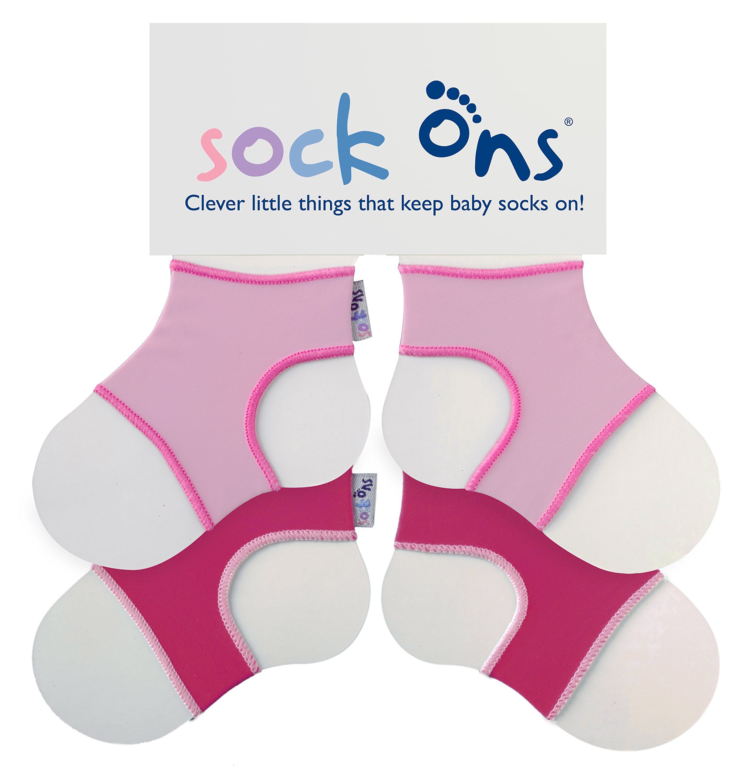 Sock Ons - Baby Sock Holders - 0-6 Months 2 Pack (Pink/Fuchsia) - Amazon Value Pack - Keep Baby
