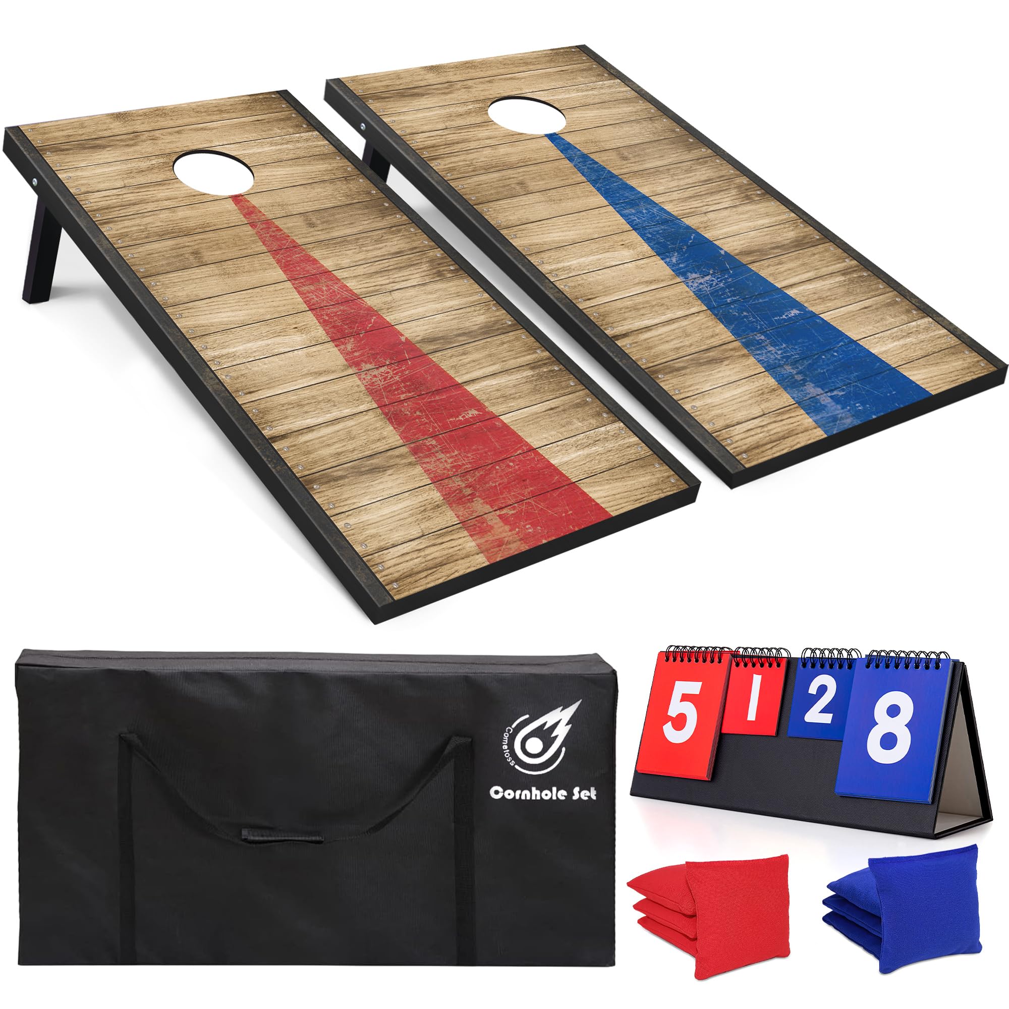 Photo 1 of 4x2ft Regulation Size Cornhole Board Set for Adults,Heavy-Duty Wood Construction, Corn Hole Game with Scoreboard, Outdoor Yard & Lawn Games, Includes 8 Durable Bean Bags, Family Sports