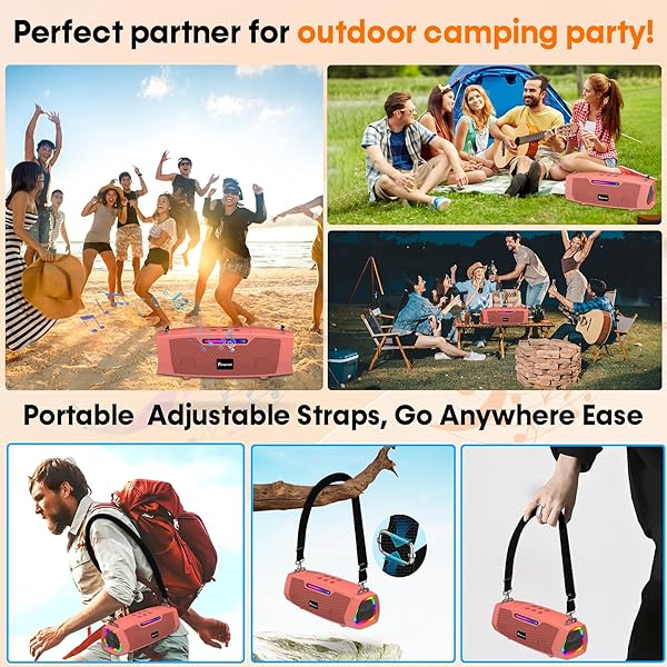PORTABLE KARAOKE MACHINE FOR KARAOKE FAN – 60W POWERFUL BLUETOOTH SPEAKER WITH TWO WIRELESS MICROPHONES FOR OUTDOOR & FAMILY FESTIVAL PARTY, IDEAL FOR ADULTS, KIDS, TEENAGER – ORANGE RED