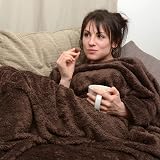 Snug Rug Sherpa Fleece Throw Blanket 127x178cm Chocolate Brown view 3