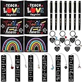 Haiabei 6 Sets Teacher Appreciation Gift End of School Year Teacher Gifts Best Teacherss Multifunctional Makeup Bag Canvas Pencil Bag Keychain Bookmarks,Graduation Thank You Gift for Teachers