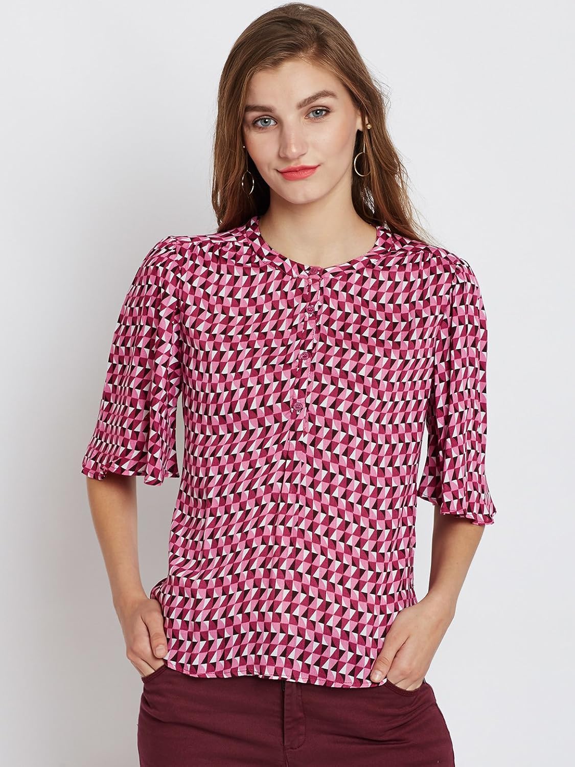 marie claire women multicoloured printed top (mc702a-xl)