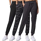 Real Essentials 3 Pack: Women's Ultra-Soft Lounge Joggers Sweatpants Athletic Yoga Pants with Pockets (Available in Plus)