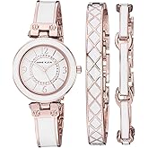 Anne Klein Women's Accented Bangle Watch and Bracelet Set, AK/3296