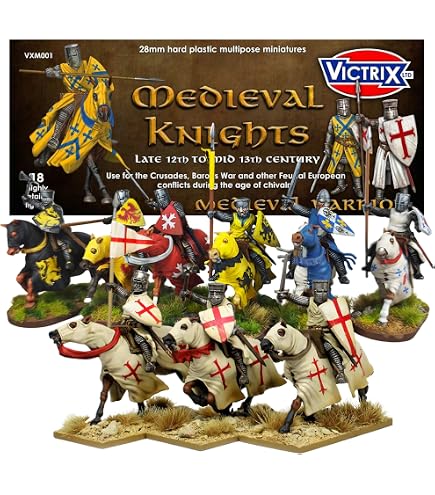 Chevaliers Montés The Barons War – 12 Figurines 28mm, 1150-1320, À Assembler