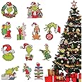 24Pcs Christmas Tree Ornaments, Christmas Grinch Wooden Hanging Ornaments, Christmas Tree Decorations, Grinchs Wooden Tree De