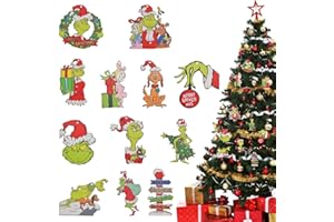 24Pcs Christmas Tree Ornaments, Christmas Green Wooden Hanging Ornaments, Christmas Tree Decorations, Green Wooden Tree Decor