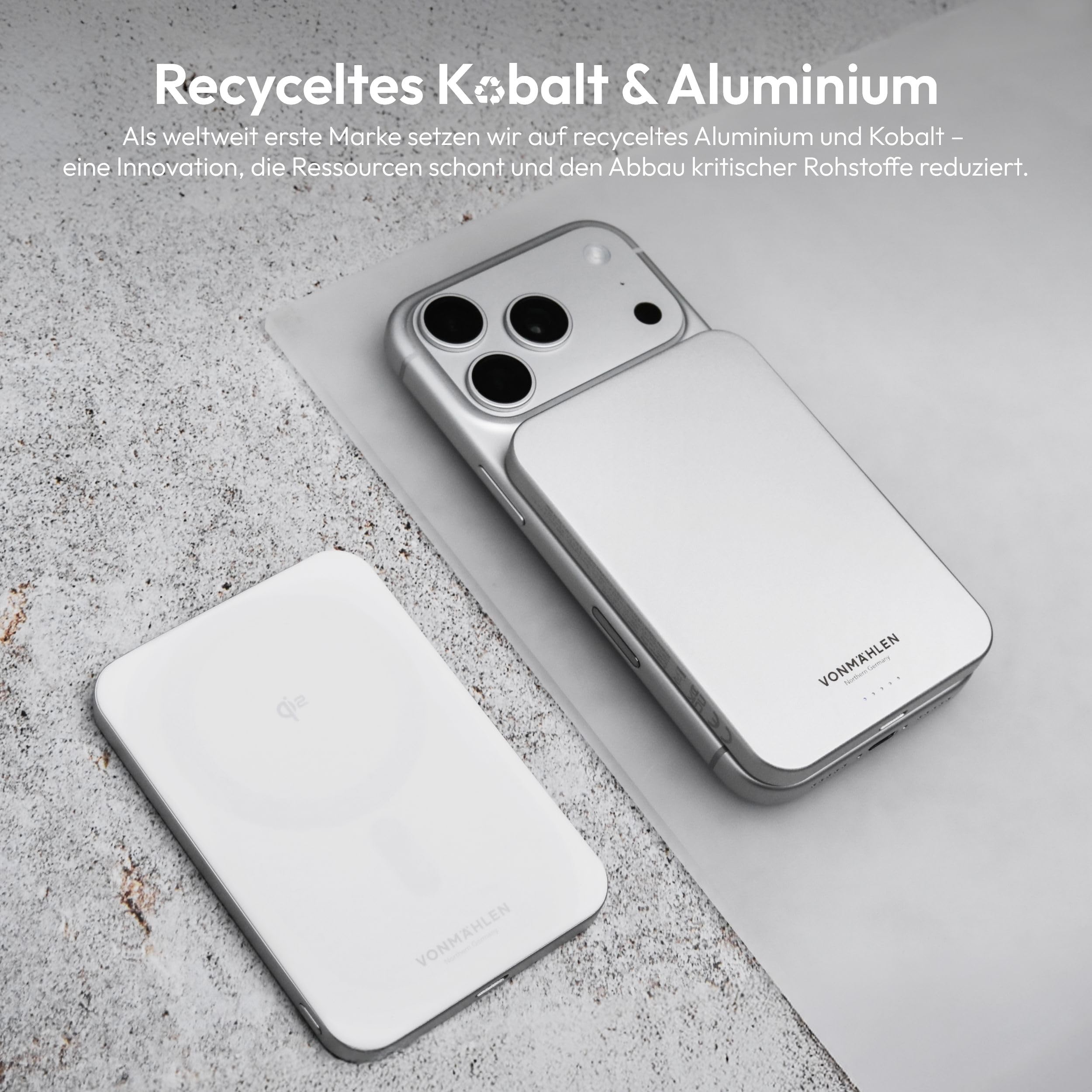 VONMÄHLEN Evergreen Mag - Wireless Powerbank kompatibel mit MagSafe - Ultra Thin, Tragbares Ladegerät mit 5000mAh Kapazität und 15W Drahtloses Laden, magnetische Powerbank (QI2-zertifiziert) - White 6