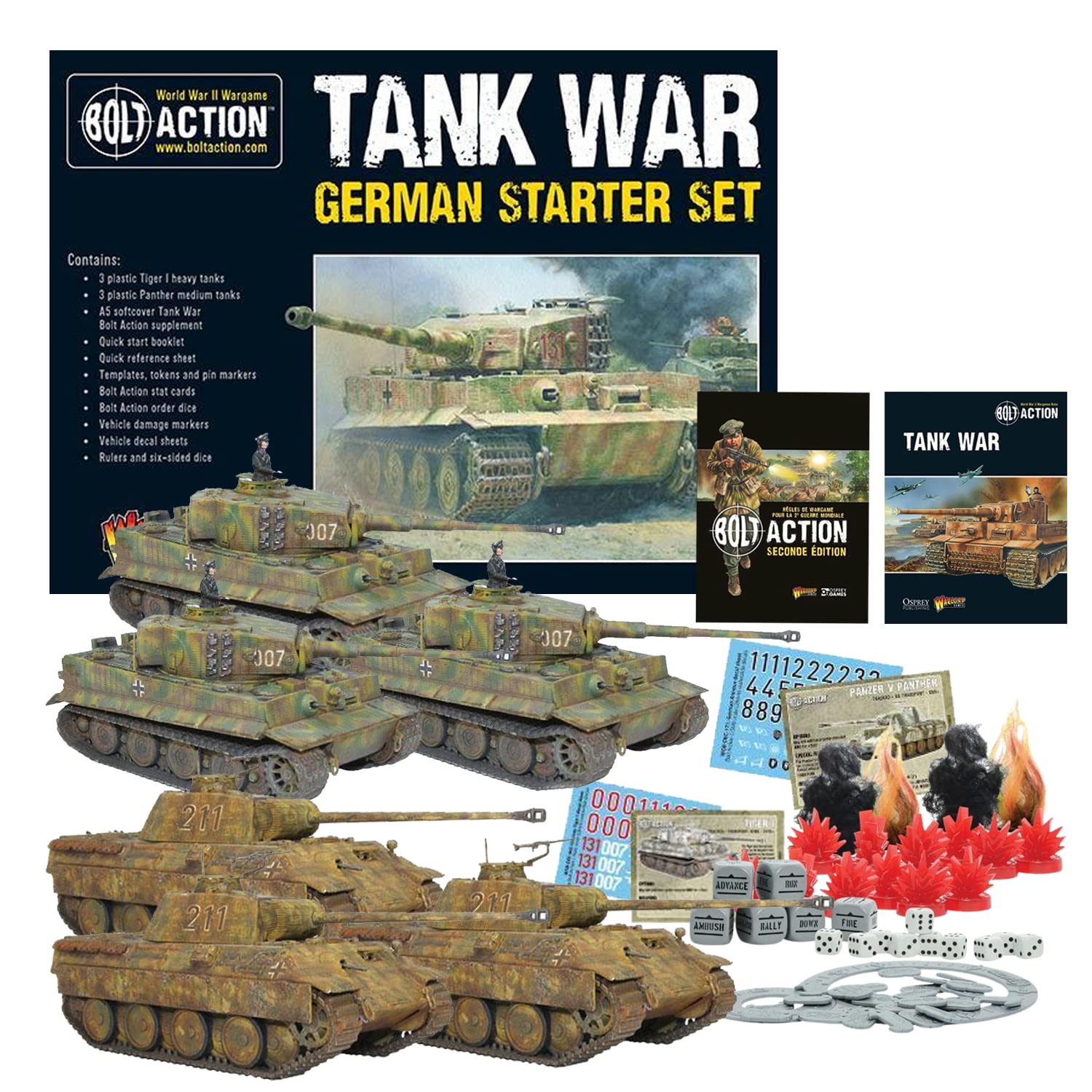 Wargames Delivered - Tabletop Tanks Miniatures Game - World War Strategy Board Games - Warlord Games Bolt Action: Tank War German Starter Set - 28mm