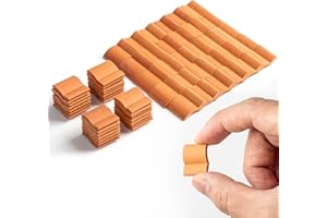 VELATYVIO 150Pcs Mini roof Tiles Miniature Dollhouse Shingles Tiny potter's Clay Landscaping roof Shingles for Crafts Project Shed DIY Kitchen Garden Diorama Roofing Building Model Sets (Red)