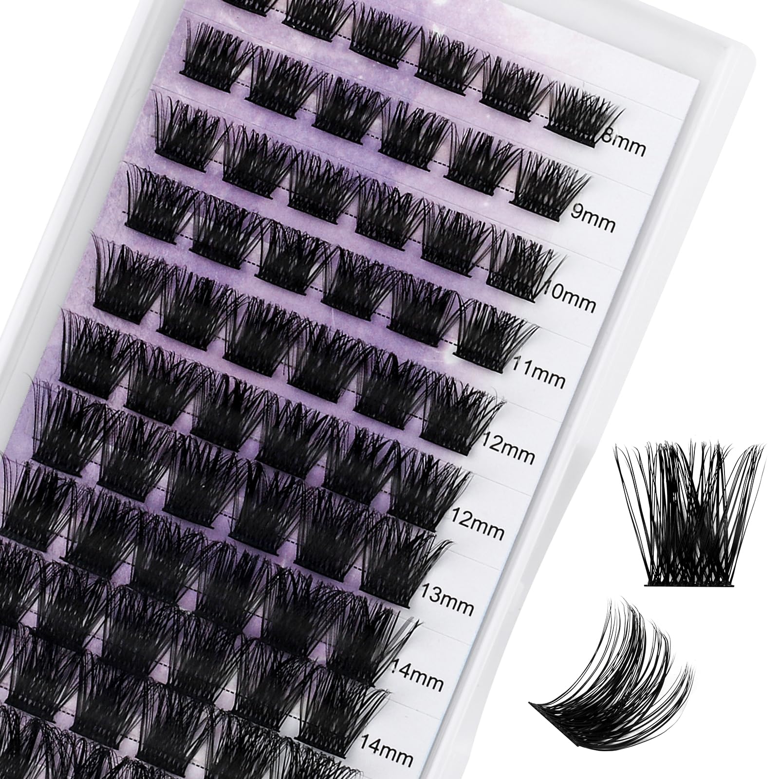 Individual Cluster Lashes D Curl 0.07mm 8-16mm Mix DIY Lash Extensions Wide Stem Individual Eyelashes Soft and Wispy Cluster Eyelash Extensions(XHFD-FD18-0.07-D-816) — image 1