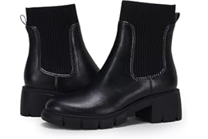 Ruanyu Womens Platform Ankle Boots Elastic Chunky Block Heel Chelsea Booties Lug Sole Non-Slip Combat Shoes