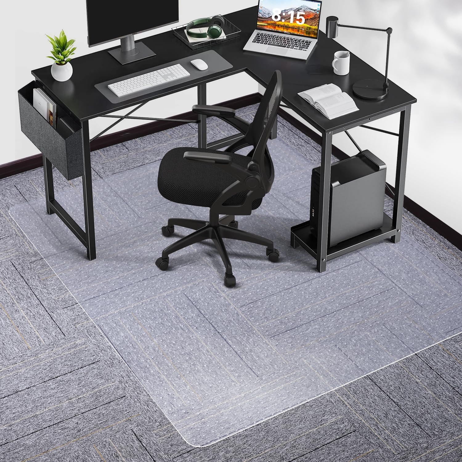 Photo 1 of ***STUCK CLOSED *** Chair Mat for Carpet, SALLOUS 46" x 60" Office Chair Mat for Carpeted Floors, Heavy Duty Vinyl Floor Mat with Grips, Floor Protector Computer Desk Mat for Home Office (Clear, Rectangular)