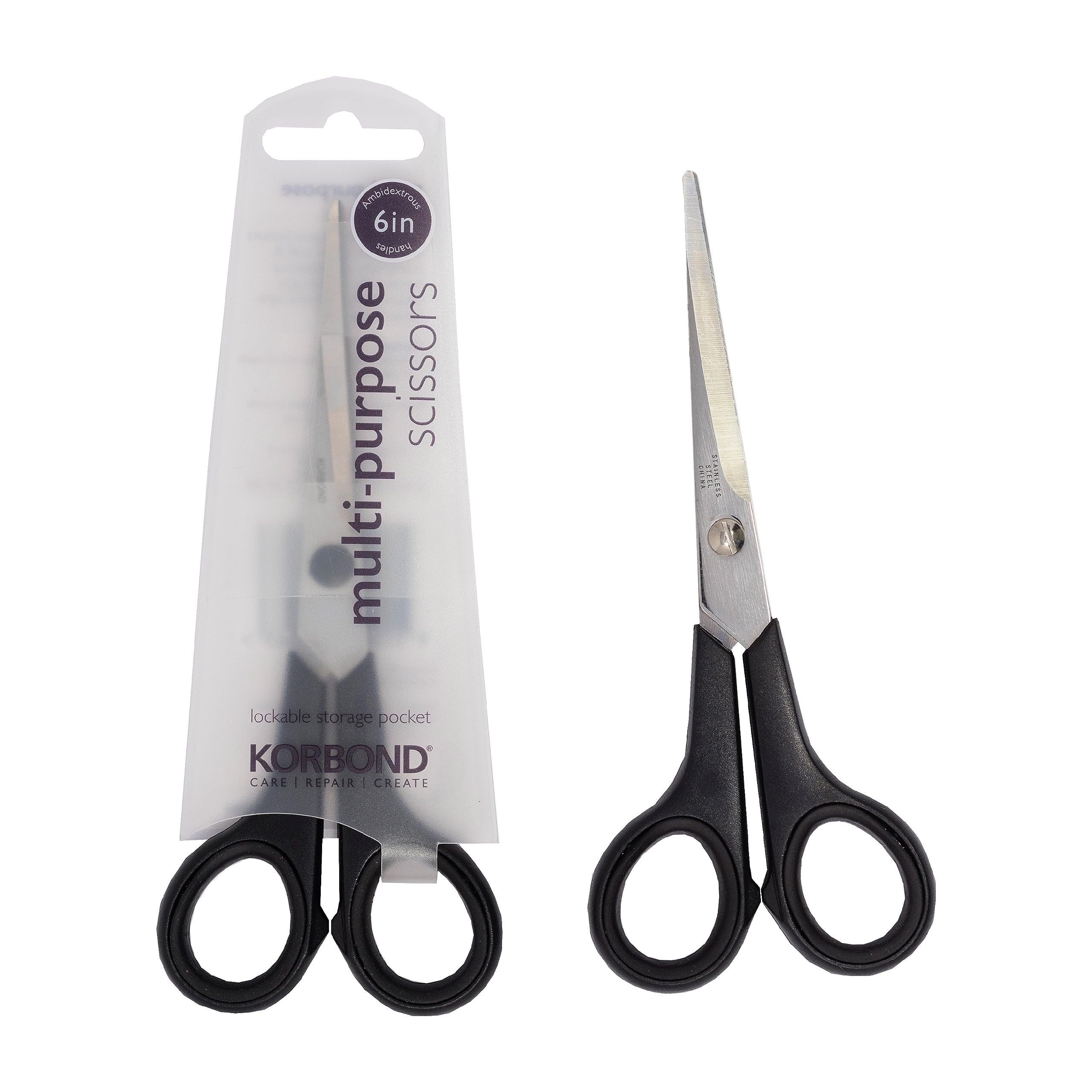 Korbond 110356 6-inch Multi purpose Scissor, Black