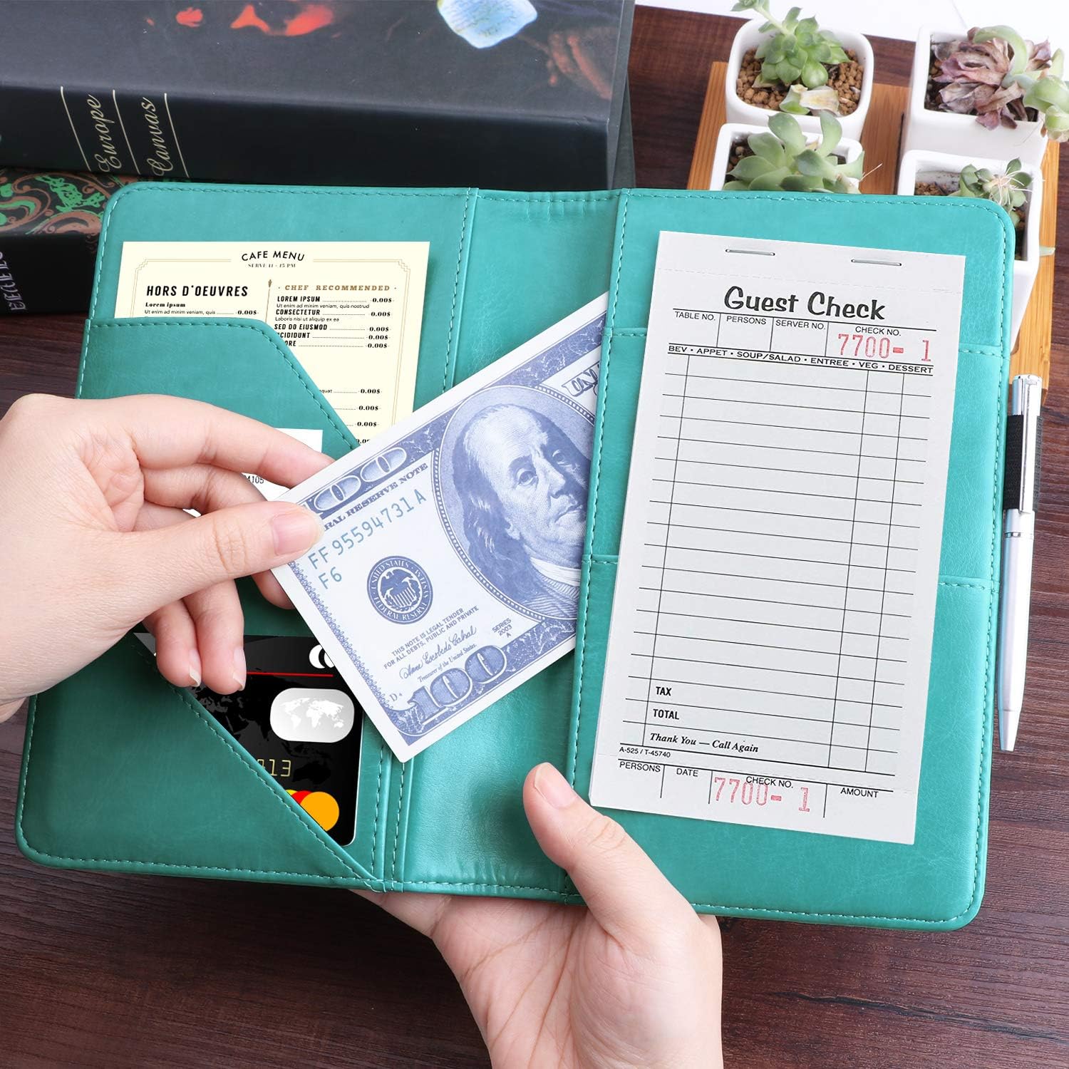 WALNEW Waitress Book Server Wallet Waiter Book Guest Check Pad Holder