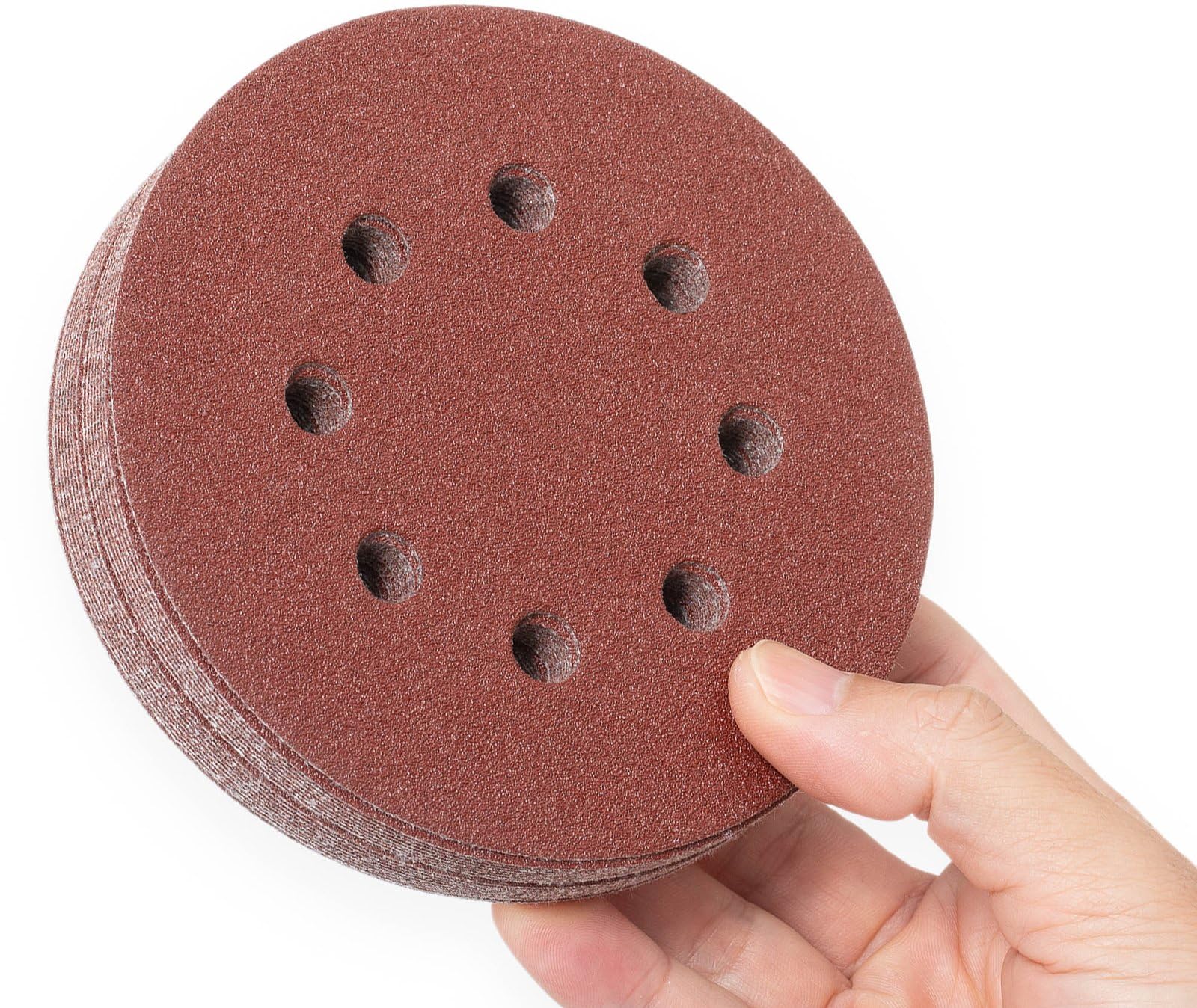 YoiYee 100 Grit Sanding Discs Pads, 8 Holes, 125mm/5-inch Hook and Loop Quick Change Sandpaper Sheet for Random Orbital Sander, 20 Pack