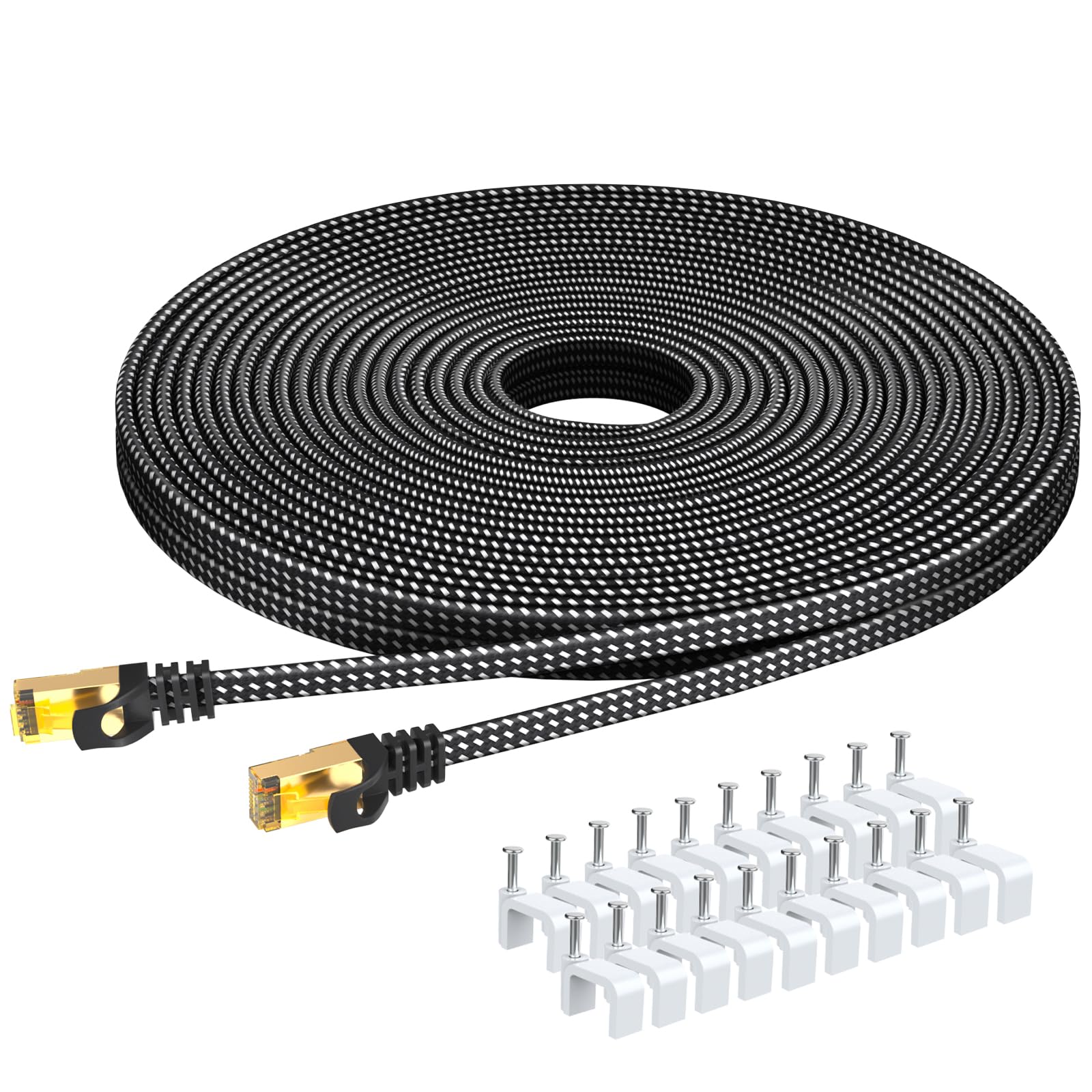 ARISKEEN Cat 8 Ethernet Cable 10M, High-Speed 40Gbps 2000MHz Network Cable Braided Flat Gigabit Rj45 STP Shielded Internet Network Lan Cable Cord for Modem Router PC