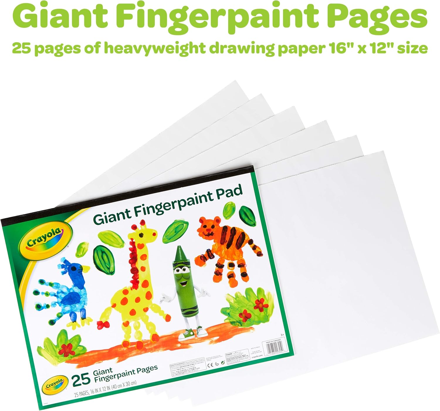 Crayola Giant Fingerpaint Paper, 25 Pages, 16" x 12" (99-3405): Toys & Games