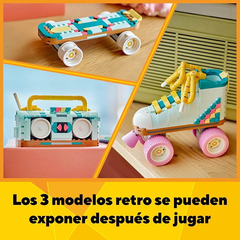 Lego creator skate retrô 3 em 1 conversível em mini skate ou cassete de rádio de brinquedo articulado, conjunto de construção criativa como presente para meninos e meninas e skatistas a partir de 8 anos 31148