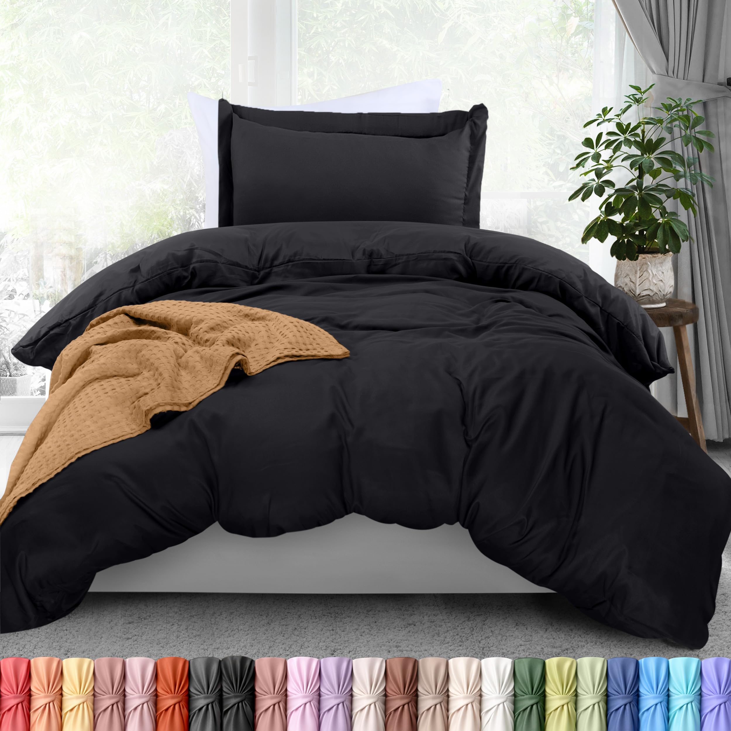 Utopia Bedding Duvet Cover Twin Size Set - 1 Duvet Cover with 1 Pillow Sham - 2 Pieces Comforter Cover with Zipper Closure - Ultra Soft Brushed Microfiber, 68 X 90 Inches (Twin/Twin XL, Black) — image 1