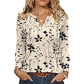 Ivicoer Long Sleeve Shirts for Women V Neck Pleated Blouses for Women Dressy Casual Fall Ladies Top 2025