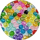 YUEXIGO 200pcs 10mm Acrylic Round Faceted Beads for Crafts Faceted Spacer Beads for Sewing Crafts Decoration Necklaces Bracelets Earrings Jewelry Making(Mixed Color)