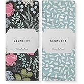GEOMETRY Kitchen Tea Towels - Quick Dry Microfiber Dish Towels for Kitchen Pretty Petals, 18" x 30" 2 Pack