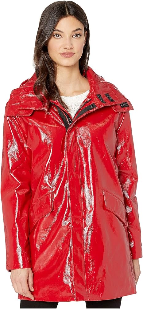 Patent leather raincoat with hood Clearance
