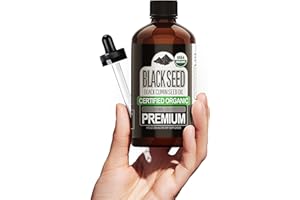 Sun Essential Oils USDA Certified Organic Black Seed Oil (Black Cumin), Pure & Natural, Cold Pressed, Free of Toxins, Heavy Metals, Pesticides, Harmful Chemicals, 4 oz - Blackseed Oil - Blackseed