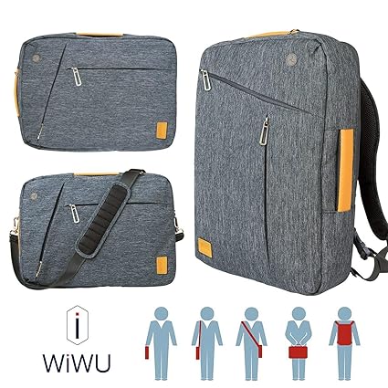 Wiwu 15.6 Most Innovative Design Waterproof Nylon Laptop Backpack Cum Convertible Messenger Bag, Grey