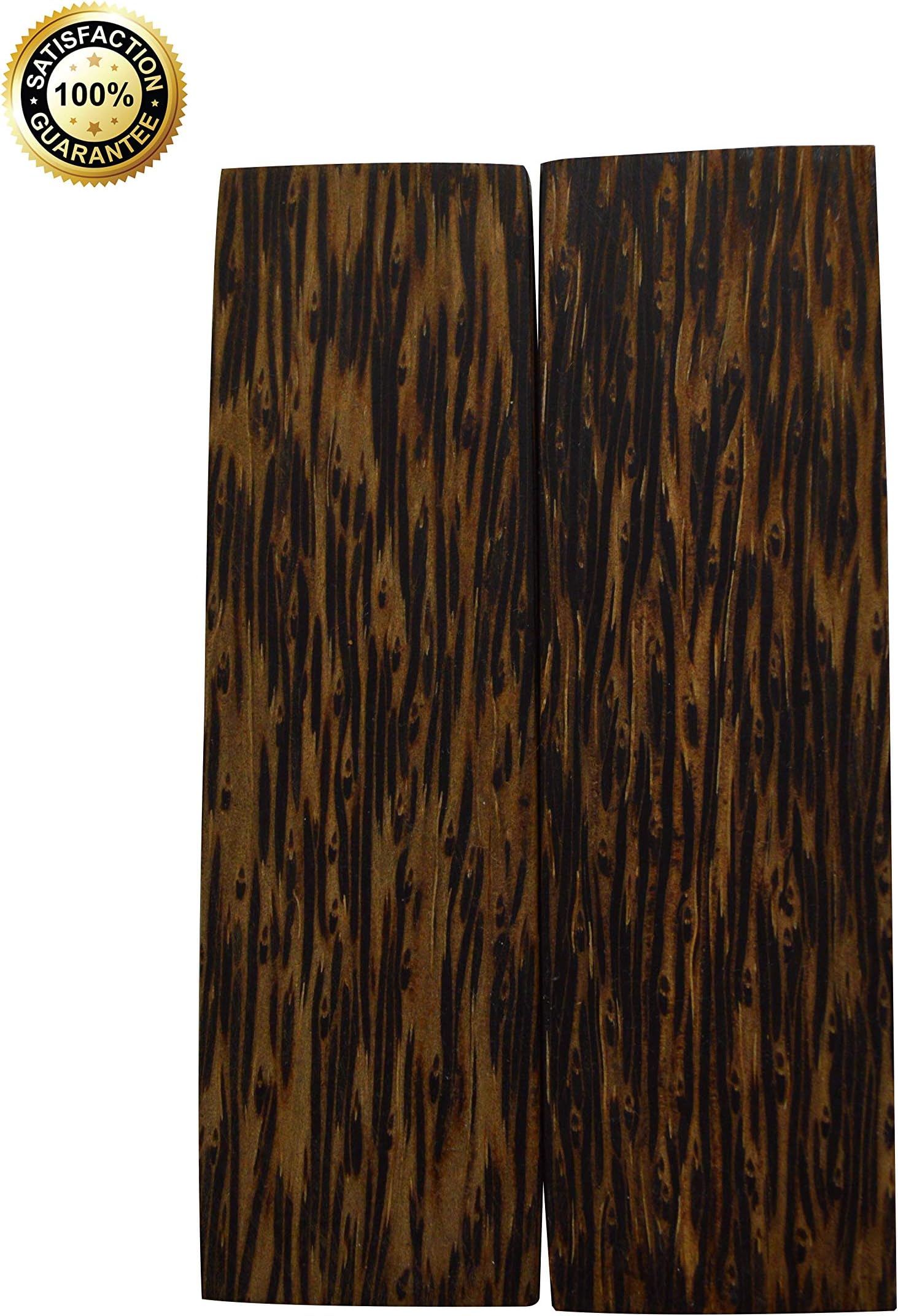 Konak Wood Products Knife Scales โ All-Natural and Genuine Exotic Knife Scales for Knife Making โ Measures 5 x 1ยฝ x 3/8 inches โ 2 Wood Knife Scales/Gun Grips/Craft Supplies (Black Palm Wood)