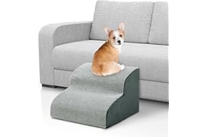 LITAIL Dog Stairs and Ramp for High Bed Or Couch, Non-Slip Balanced Pet Steps Easy to Walk for Small, Medium & Short Legged Older Dog, Pet Safe Up to 40 lbs, 2 Steps Navy