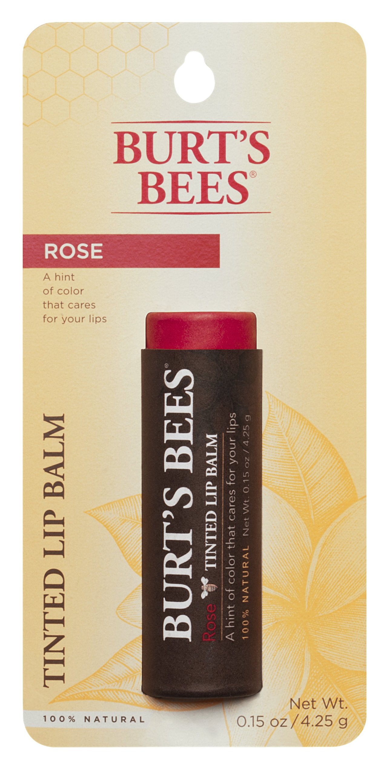 Burt's Bees 100% Natural Tinted Lip Balm, Rose with